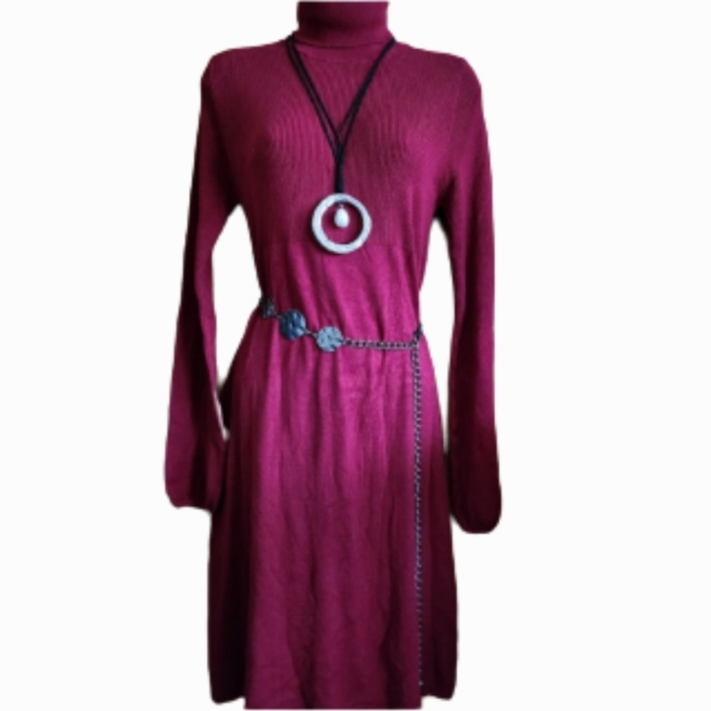 Vertigo Paris Turtleneck Knit Sweater Dress Long Sleeve